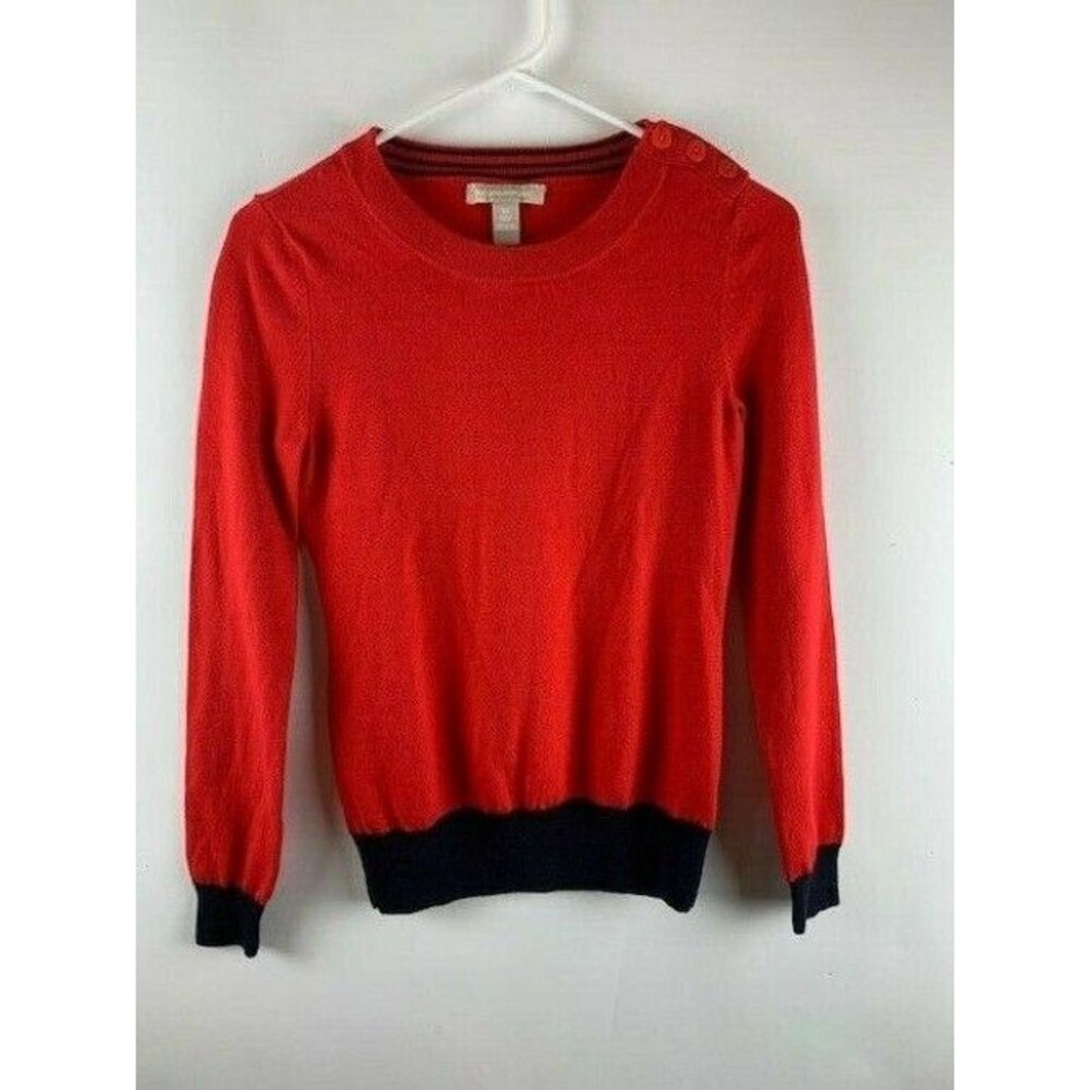 Banana Republic Size XS Womens Sweater Red Long Sleeve Scoop Neck Wool